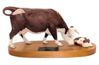 Beswick Connoisseur Hereford Cow & Calf on Wooden Plinth Model No. A2667 & 2669