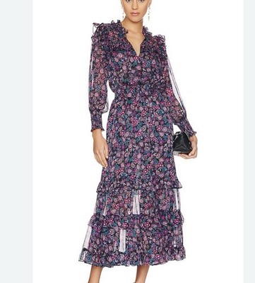 Virginie Midi Dress Electric Ditsy MISA LA Color: Electric Ditsy SMALL