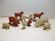 Vtg 1950's Auburn Rubber Farm Animals Figurines Red Cream 9 Animals