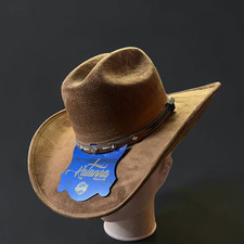 Men's Brown Suede Cowboy Hat. Wide Brim Western Hat. Sombrero Vaquero Gamuza.