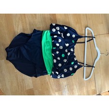 Palm point Vintage bathing suit navy green polka dots