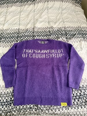 New Awful Lot of Cough Syrup  Wool Crewneck Sweater Purple Size Large