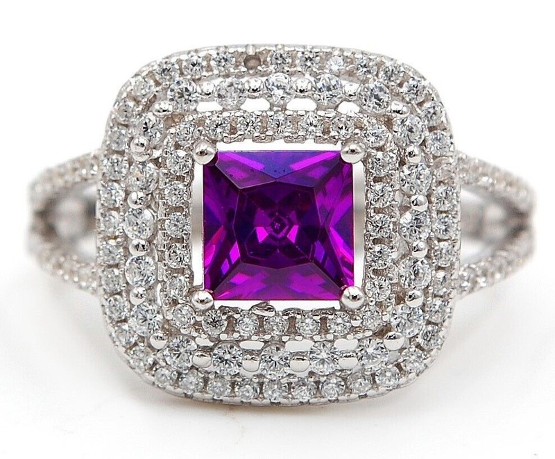 2CT  Amethyst 925 Sterling Silver Ring Sz 7 U1-4