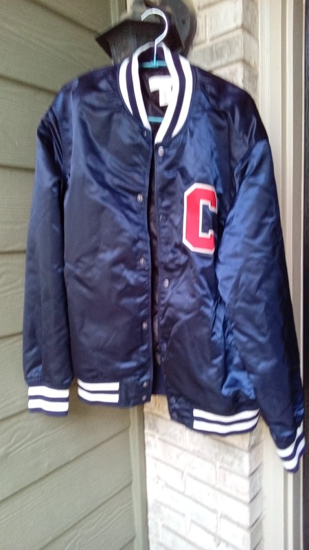 Cleveland Guardians Indians Baseball Satin Jacket Men XL Navy Blue H&M LOGG “C”