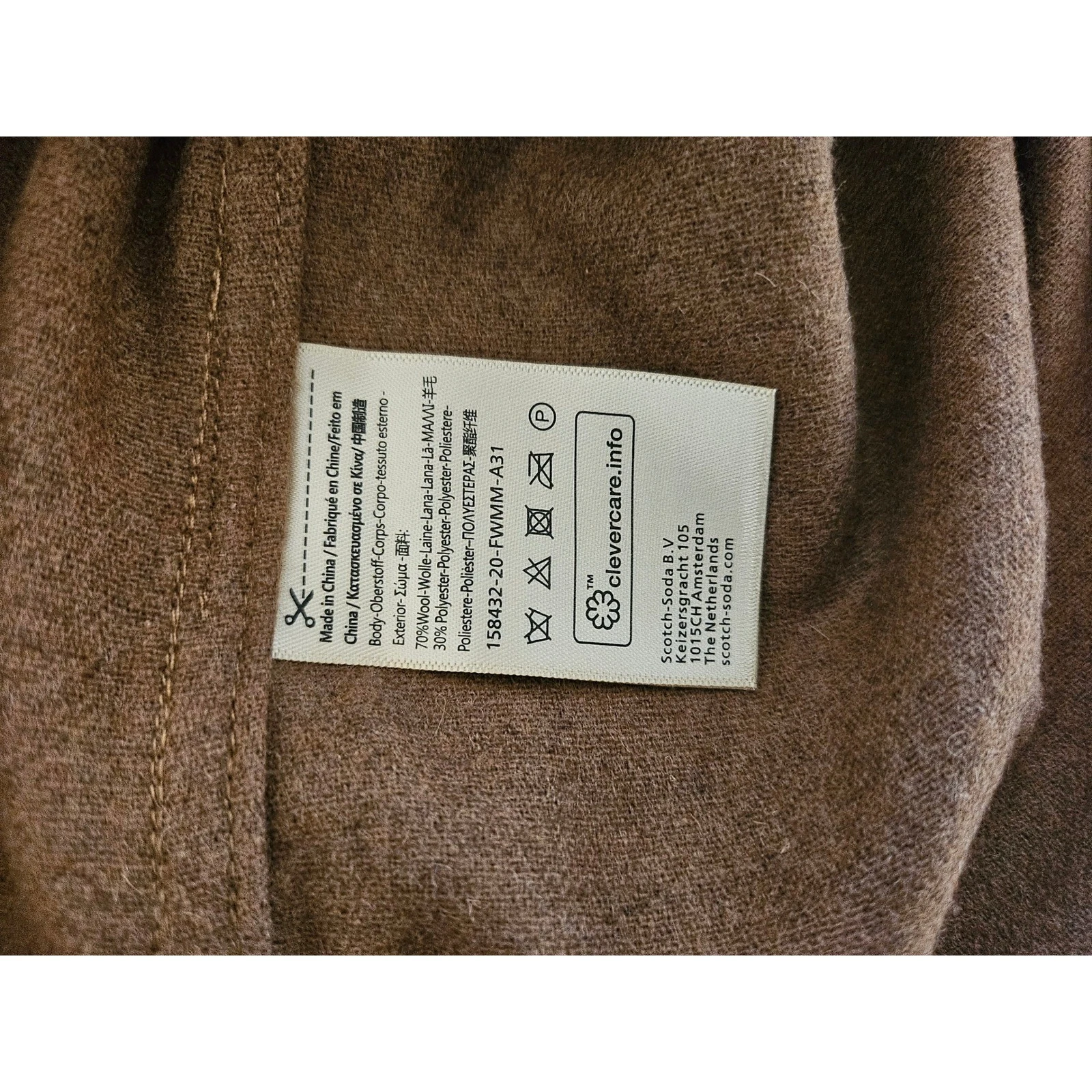 Scotch & Soda Shirt Jacket Mens XL Brown Wool Blend Overshirt 158432 - product detail image 4