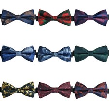 Mens Floral Pre-tied Bow Tie Wedding Party Tuxedo Business Double Layer Bowtie