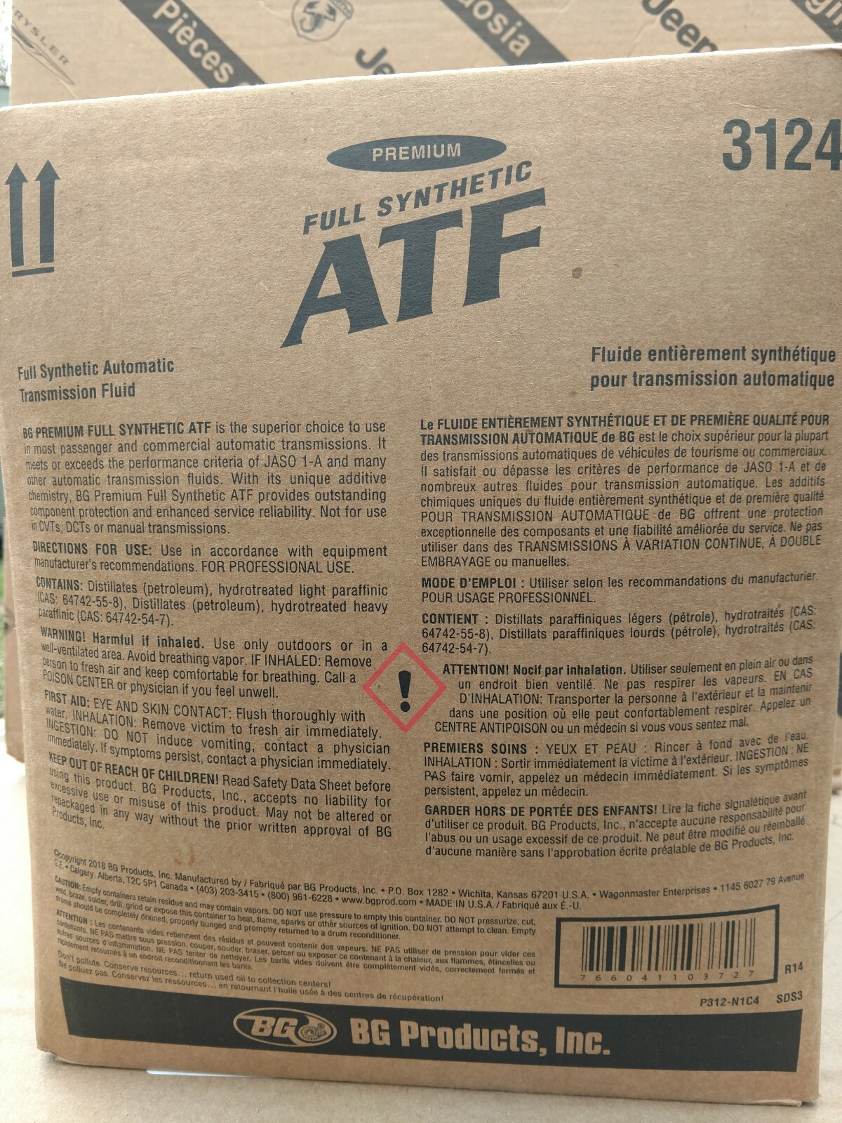 4 Gallon!! BG Products 312 Full Synthetic ATF Automatic Transmission