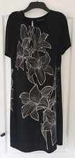 David Emanuel Black Short Sleeve Floral Lily Dress Size 16