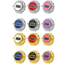 Ring Finger Watch Date Stopwatch Stretch Band Elastic Men Women Time Jewelry