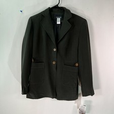 Jones New York Womens Long Sleeve Collared Black Two Button Blazer Jacket Size 4