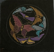 Butterflies on Black RT-204 Handpainted Needlepoint Canvas by Red Thread 18ct