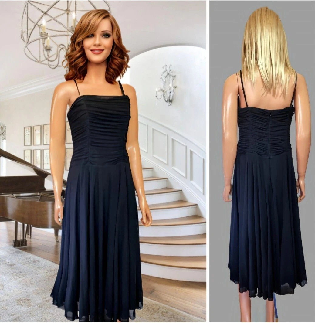 AUTOGRAPH EVENING DRESS SIZE 12 BLACK STRAPPY MESH CORSET MIDI  FITu0026amp;FLARED #4 | eBay
