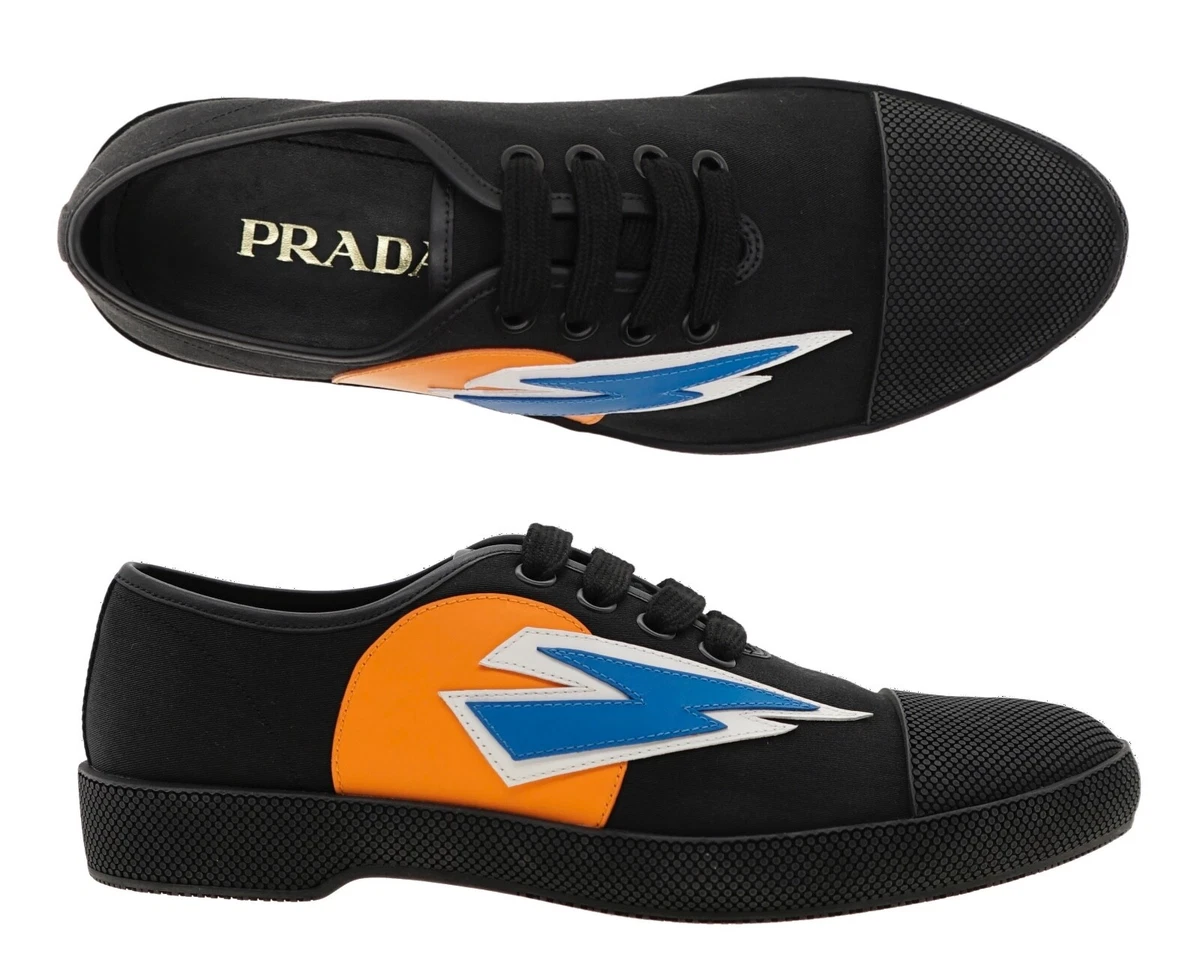 Prada Sneakers Gabardine Thunderbolt Limited Edition Black Size 8.5 New