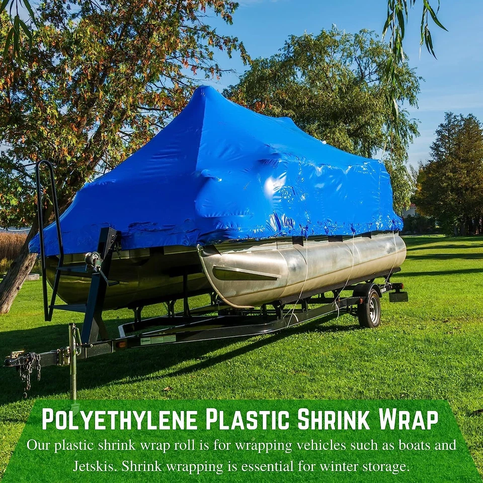 Polyethylene Plastic Shrink Wrap - 7 mil, Blue Shrink Film - Image 3 of 4
