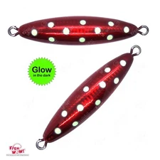 2pcs Eddie Bomb 450g GLOW Red Bluefin tuna heavy Vertical Fast Sinking Torpedo