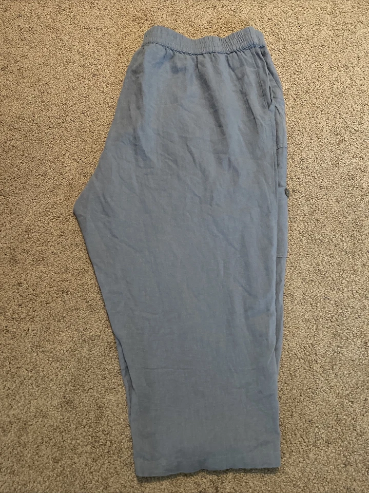 Susan Graver EUC Women’s Plus Blue Pants Mid Length Size 2XP Pleated Front C7 - Image 3 of 4