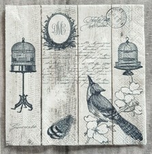 4 lose Servietten Basteln Serviettentechnik Vogel Vogelkäfig Vintage Shabby 
