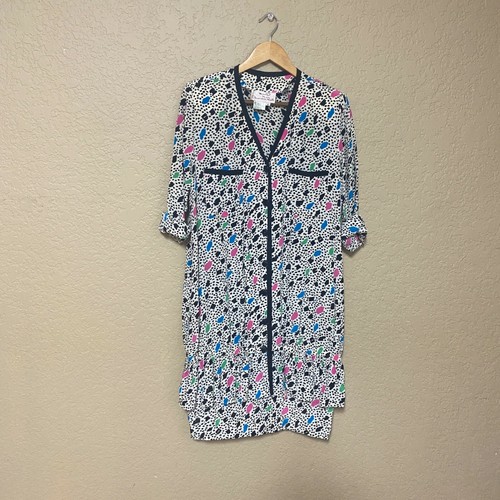 Oscar De La Renta by Miss D Womens Sz 8 Dress Silk Vintage Colorful Paintbrush - Picture 7 of 10