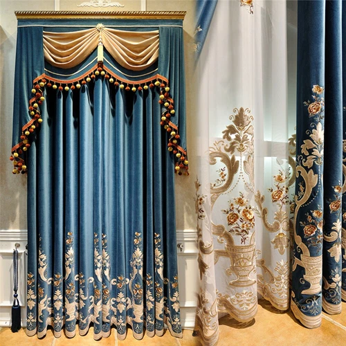 Luxury Floral Embroidered Velvet Curtain European Curtain Panel Drape 1 Panel - Picture 3 of 39
