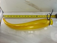 Hand Blown long Art Glass Bulb Hanging Ornament AMBER Heavy FOR FLOWERS