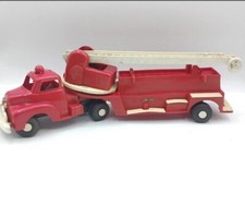 Vintage 1950's Friction Aerial Firetruck 17" Long