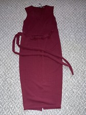 NWT Womens Boohoo Dress, Size 14, Purple, Bodycon, Sleeveless, Tie, Stretch