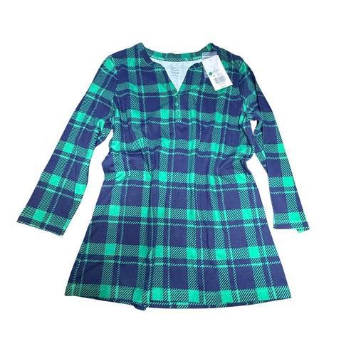 Kim Rogers Plaid Long Sleeve Casual Button Front Green Blue S