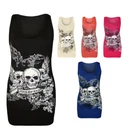 Womens Skull Forever Young Print Racer Back Sleeveless Ladies Vest Top - Sizes 8