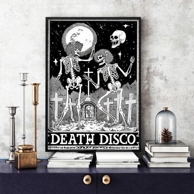 Death Disco Skelett Poster, schwarz-weiß, Death Disco Skelett Druck (73)