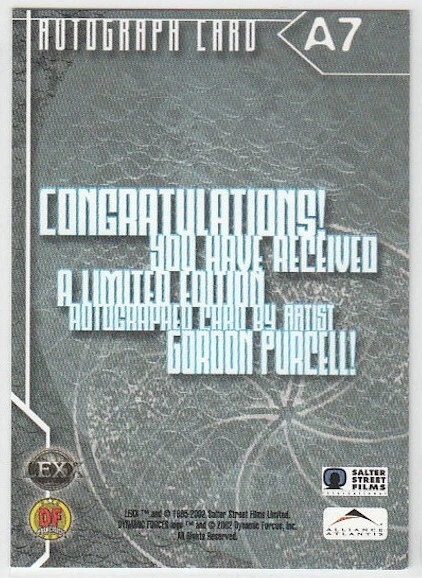 Lexx Premiere - A7 Gordon Purcell - Artist Auto/Autograph Card 1757/2000 DF 2002 - Image 3 of 3