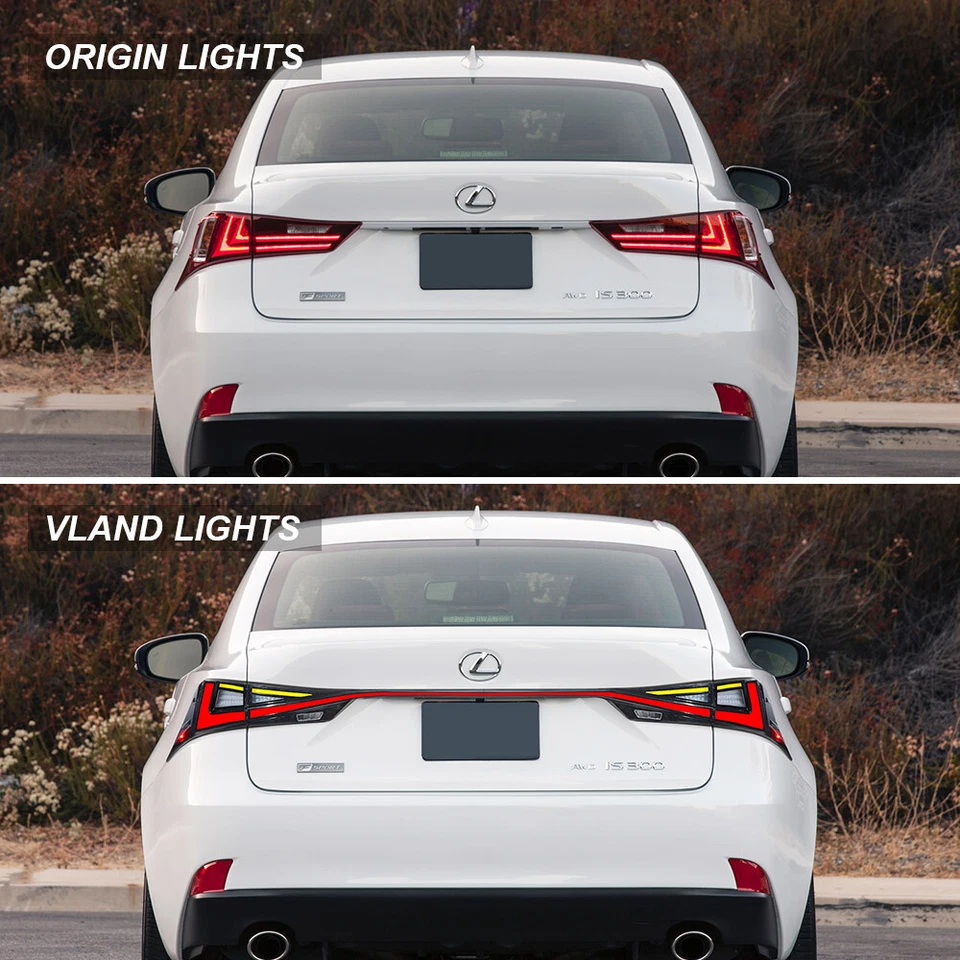 2X VLAND Smoked LED Tail Lights For 2014-2020 Lexus IS250 300h 350F W/Animation - Image 2 of 4
