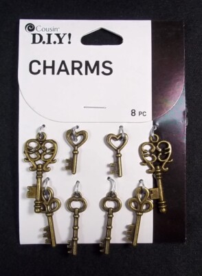 Cousin DIY bronze tone CHARMS keys 8 pcs NEW