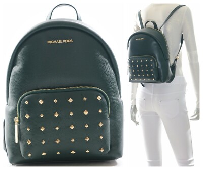 Michael Kors Erin Medium Gold Studded Leather Backpack 