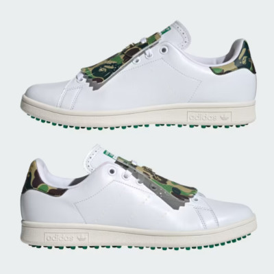 Adidas X BAPE Stan Smith Golf Shoes 'White/Camo Green' (IG5916)