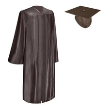 Endea Graduation Shiny Brown Gown Cap for High School College Unisex