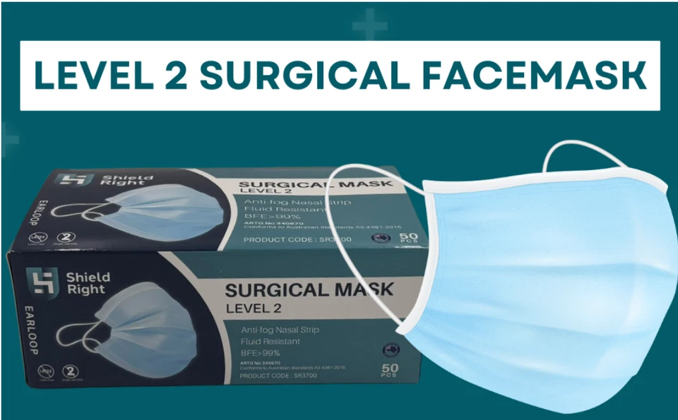 100pcs AU Stock Blue Medical Surgical FaceMask Latex Free 3 Ply BFE 98% Earloops - Image 3 of 4