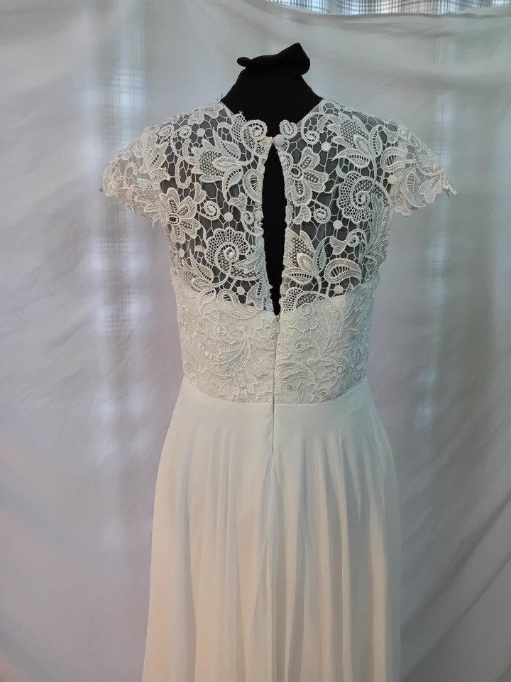 Wedding Dress size 10 ivory Gupuire/chiffon, check measurements Y eBay