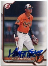 MAIKOL HERNANDEZ SIGNED 2022 BOWMAN DRAFT BASEBALL CARD BALTIMORE ORIOLES