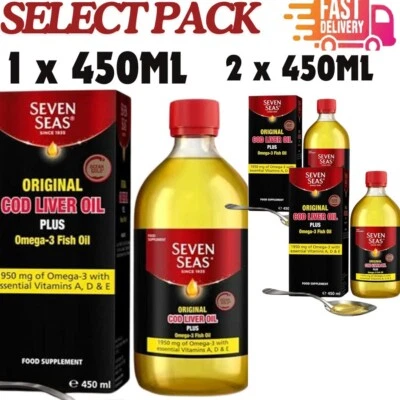 Seven Seas Cod Liver Oil Plus Omega-3 Fish with essential Vitamins A D and E