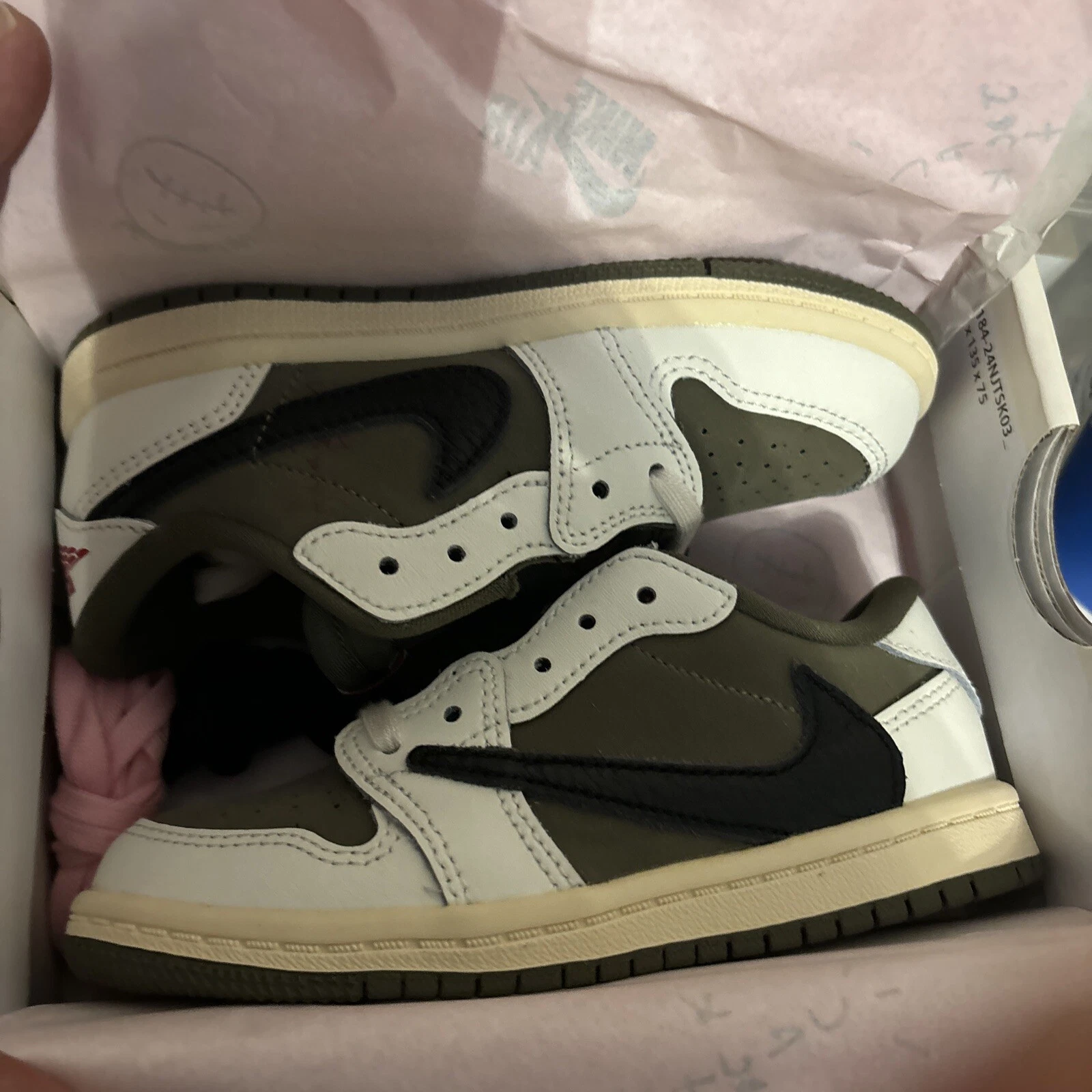 Air Jordan 1 Low OG SP (TD) Travis Scott Medium Olive taglia 9C