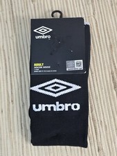 Umbro Adult Soccer Socks 9 12.5 Black Logo White Stretch Comfort Compression