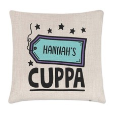 Personalised Cuppa Name Cushion Cover Pillow Mum Dad Mothers Fathers Day Coffee