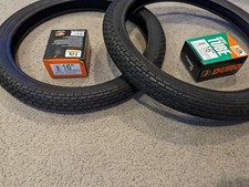 TWO 2 16X1.75 DURO BRICK PATTERN BICYCLE TIRES N TUBES,BLACK