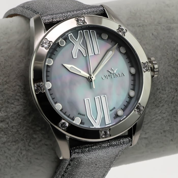Montre Suisse Optima OSL297-SL-2 classique en acier argenté pour homme