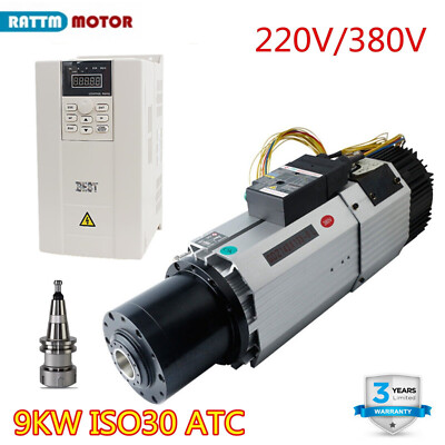 9KW ISO30 ATC Automatic Tool Changer Air Cooled Spindle Motor 220V 380V VFD Kit