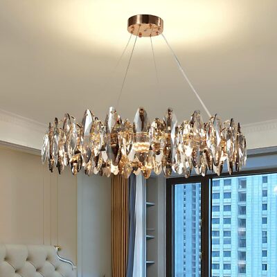 Modern Luxury Crystal Ceiling Lights Round Chandelier Pendant for Living Room