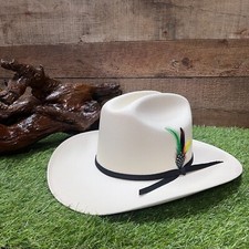 Men's Mexican Handmade White Western Cowboy Hat Sombrero Mexicano Carin Pluma
