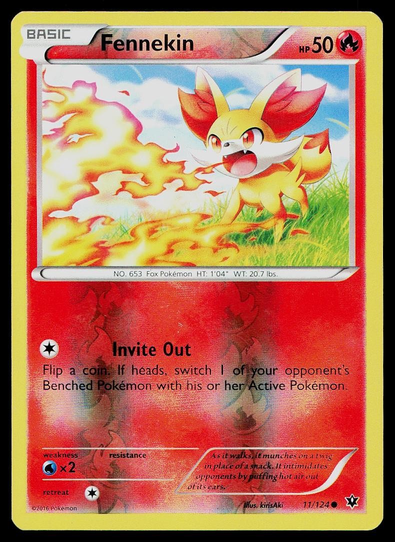 Pokemon Card Fates Collide Fennekin 11/124 Common Reverse Holo