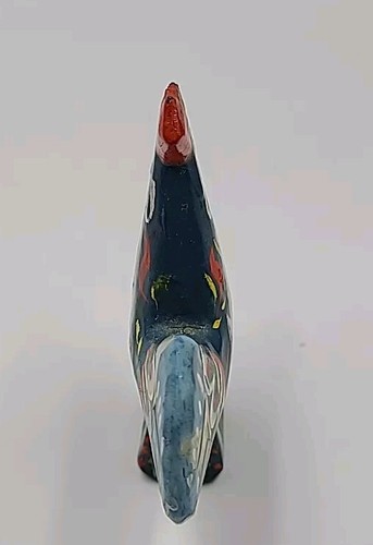 Nils Olsson Sweden Blue Dala Roosters Hand Painted Wood 3" - Picture 4 of 6
