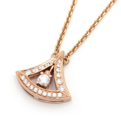 Bvlgari Divas' Dream Pendant Necklace Openwork Fan Full Pave Diamond Luxury